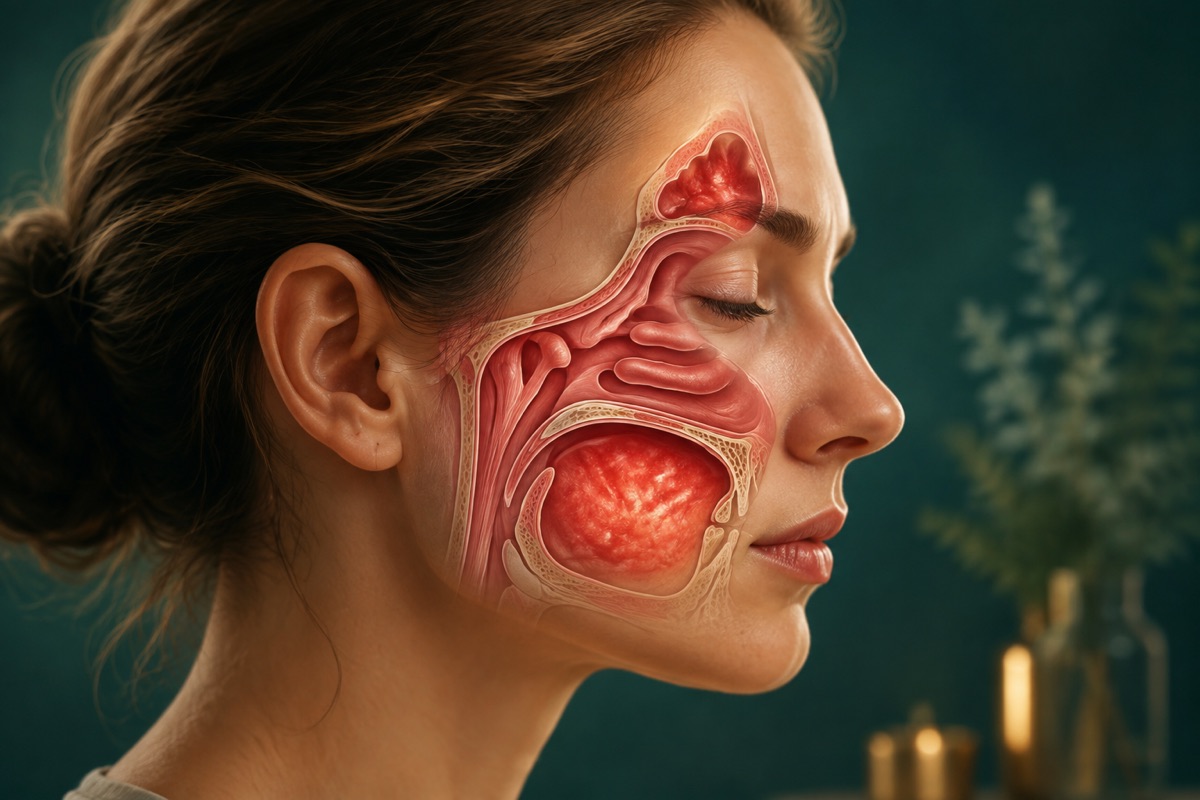 Ilustração médica sobre sinusite